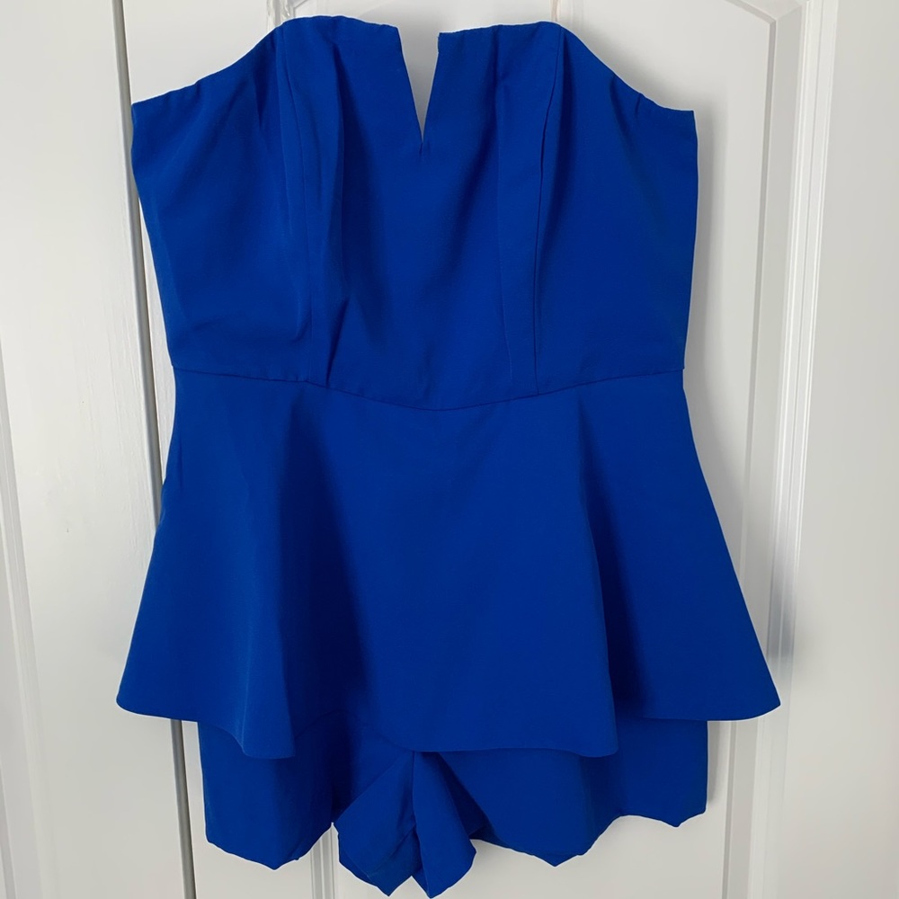 Judith March Peplum Romper Royal Blue Size L NWOT